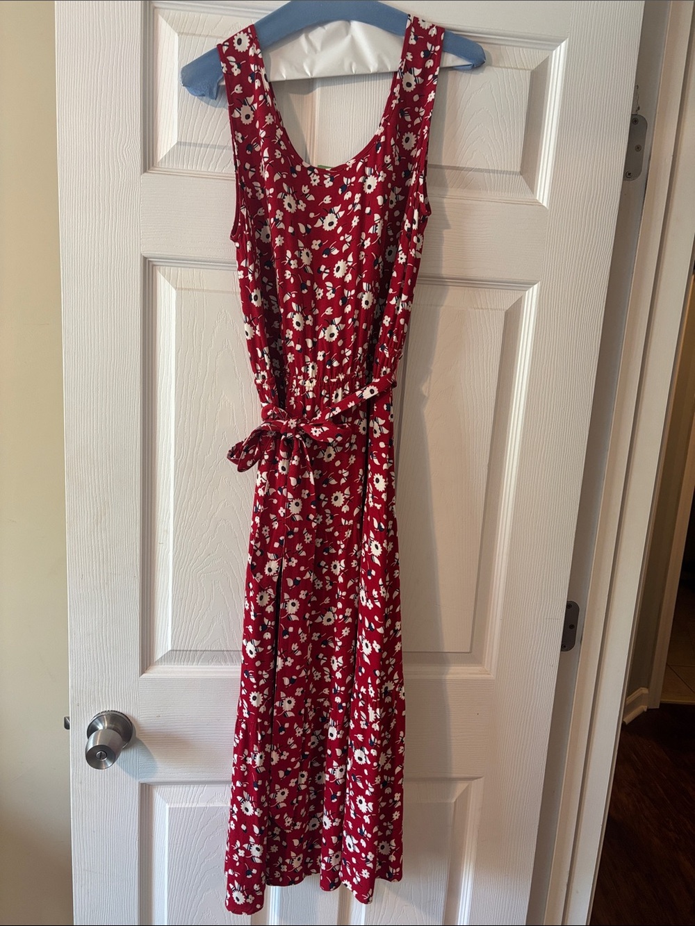 Talbots Red Floral Sleeveless Midi Dress